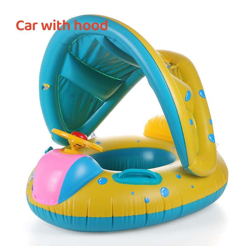 Kids Steering Wheel Float, Safety Pool Floaties, Swimming Ring with Canopy - available at Sparq Mart