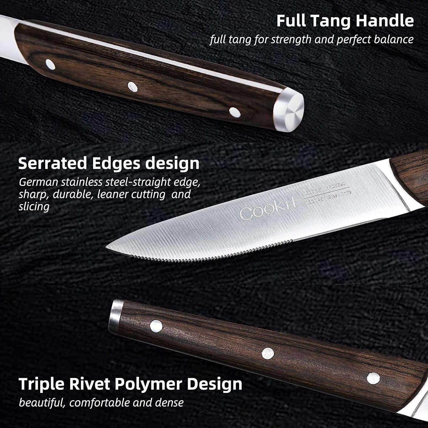 Serrated Blades, Stainless Steel, Steak Knife Set - available at Sparq Mart