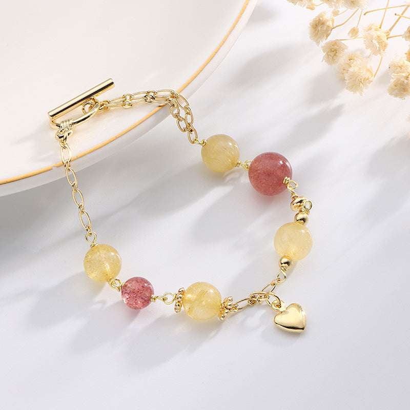 Korean Crystal Bracelet, Strawberry Bracelet Female, T Clasp Jewelry - available at Sparq Mart