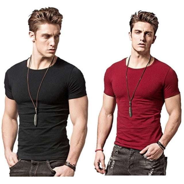 Comfortable Quick-Dry T-Shirt, Men's Slim Fit Tees, Solid Color Workout Shirt - available at Sparq Mart