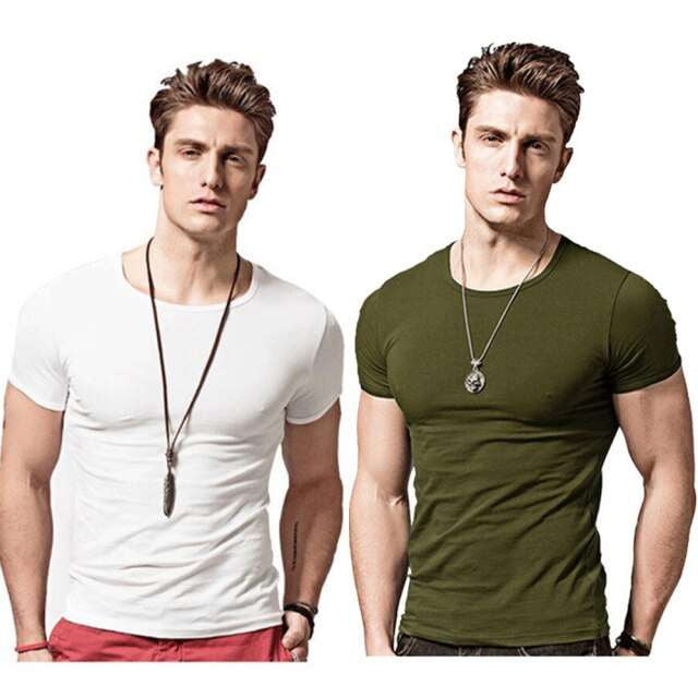 Comfortable Quick-Dry T-Shirt, Men's Slim Fit Tees, Solid Color Workout Shirt - available at Sparq Mart