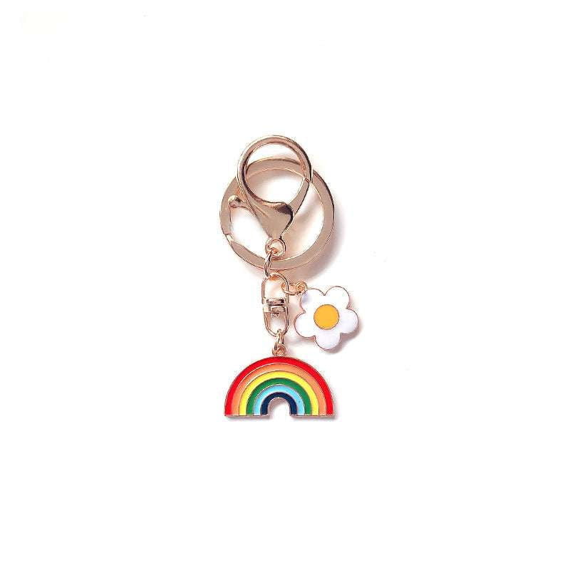 Alloy Floral Keyring, Cartoon Keychain Accessory, Rainbow Handbag Charm - available at Sparq Mart