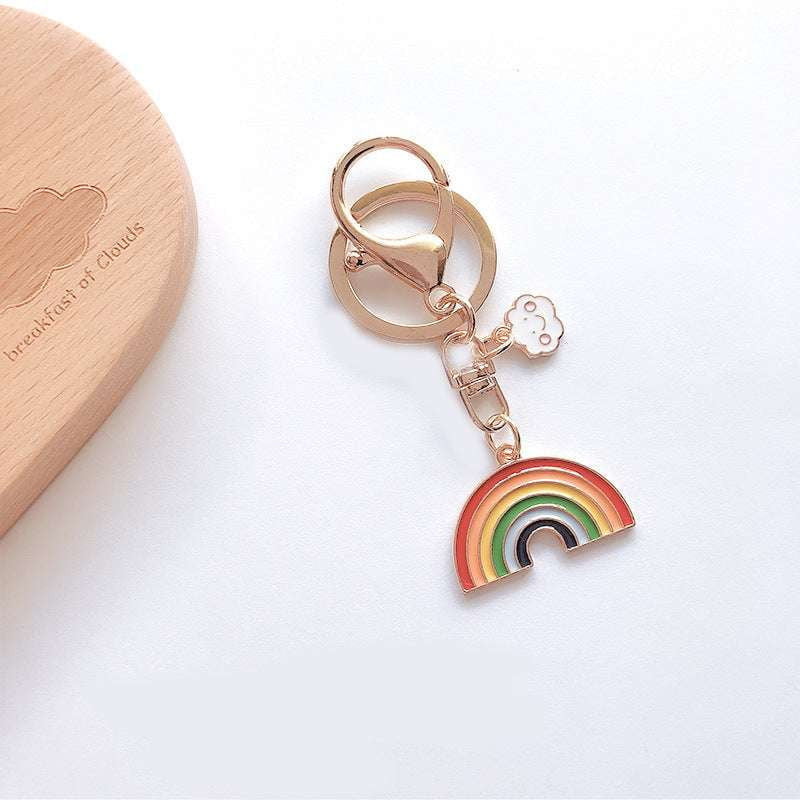 Alloy Floral Keyring, Cartoon Keychain Accessory, Rainbow Handbag Charm - available at Sparq Mart