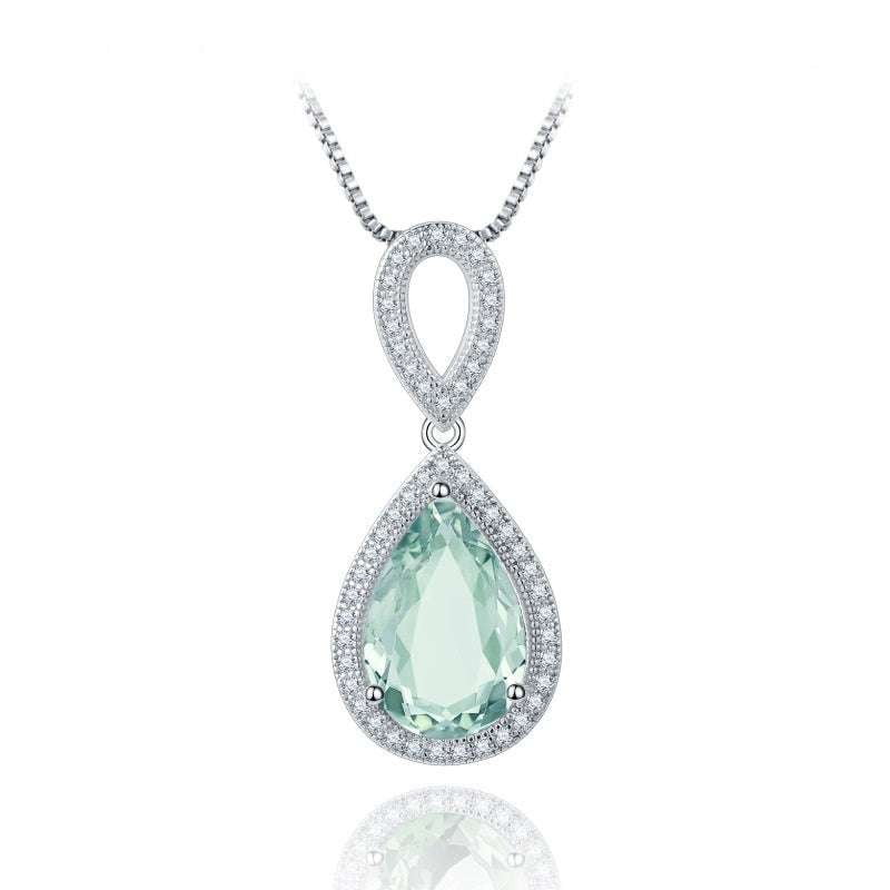 Green Amethyst Necklace, Natural Color Pendant, S925 Amethyst Pendant - available at Sparq Mart