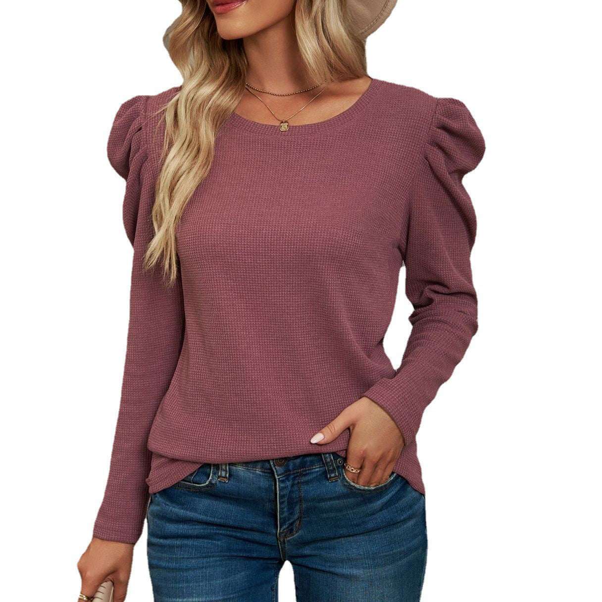 Stylish Women's Top, Waffle T-shirt Top, Women's Long-sleeve Top - available at Sparq Mart