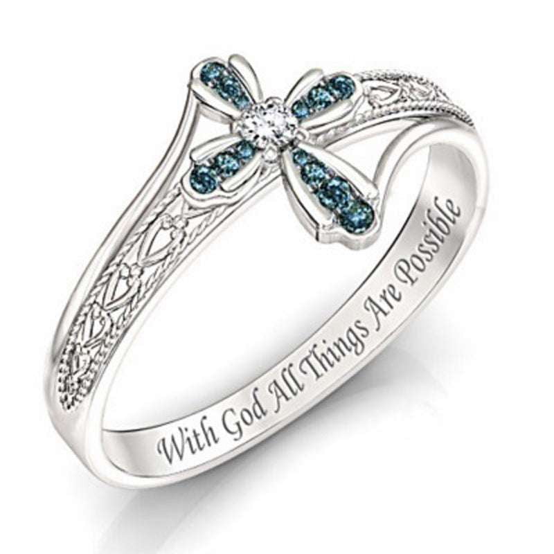 Religious Fashion Ring, Silver Cross Ring, Spiritual Jewelry Accessory - available at Sparq Mart