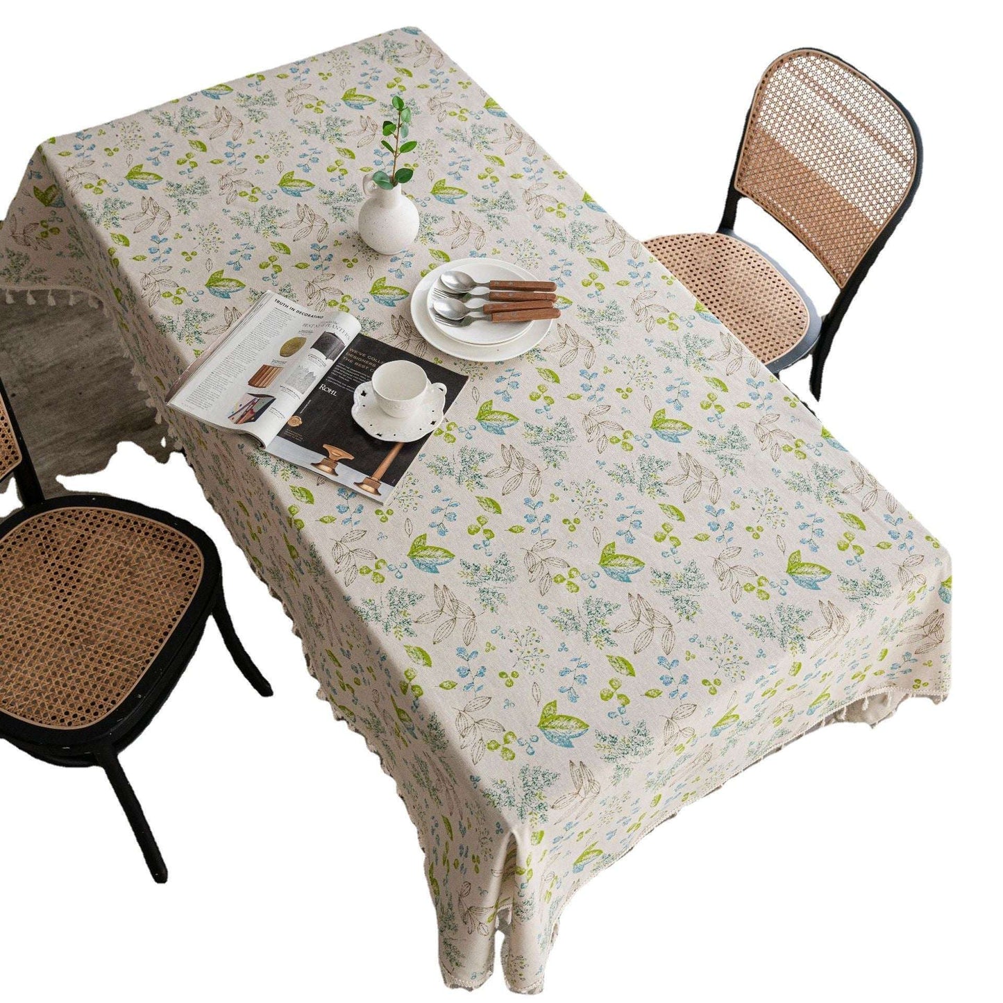 Cotton Linen Tassel Tablecloth, Small Fresh Tablecloth, Sparq Mart - available at Sparq Mart