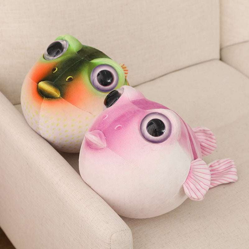 Kids Plush Pillow, Puffer Fish Toy, Soft Fish Pillow - available at Sparq Mart