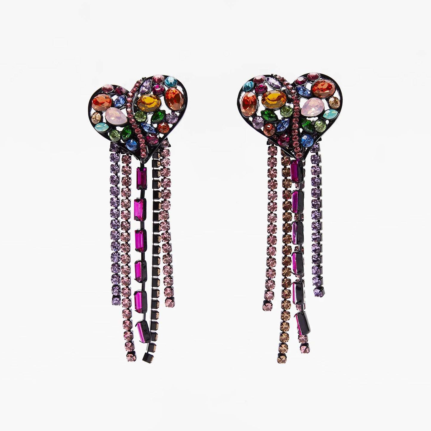 Exaggerated Earrings, Long Rhinestone Earrings, Statement Rhinestone Earrings - available at Sparq Mart