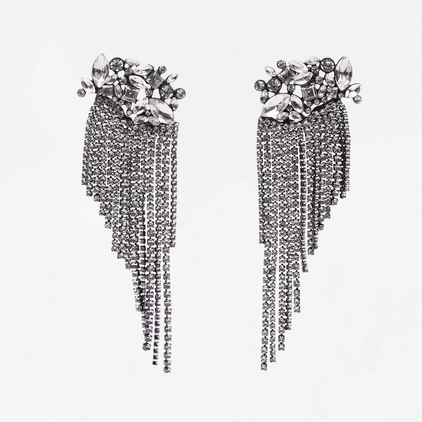 Exaggerated Earrings, Long Rhinestone Earrings, Statement Rhinestone Earrings - available at Sparq Mart