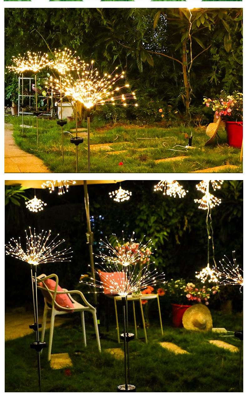 Ground-Inserted Firework Lights, Outdoor LED Lights, Solar String Lights - available at Sparq Mart