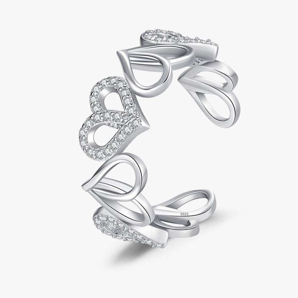 Adjustable Silver Ring., Heart Shaped Ring, Sterling Silver Love - available at Sparq Mart