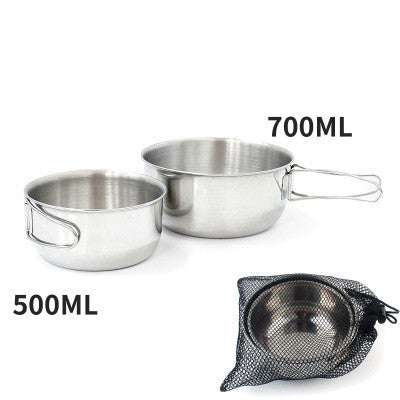 folding water cup, mountaineering picnic, stainless steel bowl - available at Sparq Mart