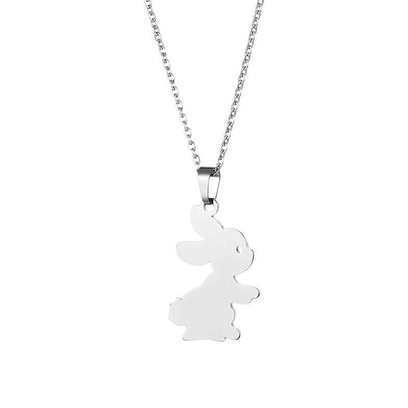 Rabbit Charm Necklace, Stainless Steel Necklace, Trendy Animal Jewelry - available at Sparq Mart