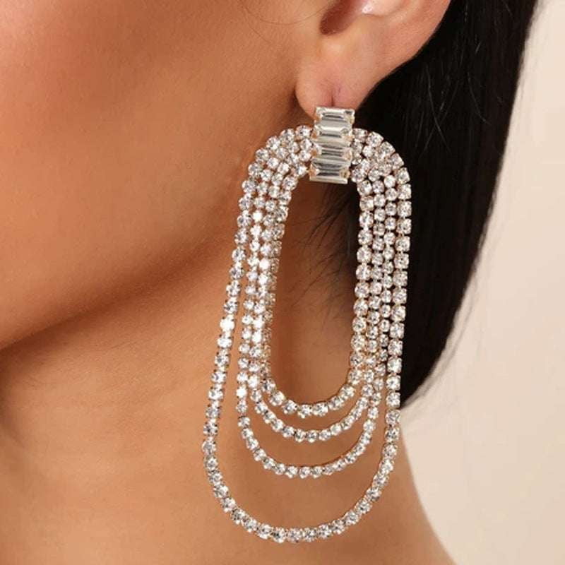 Crystal Eardrops Women, Fashion Earrings Online, Sparkling Zircon Earrings - available at Sparq Mart