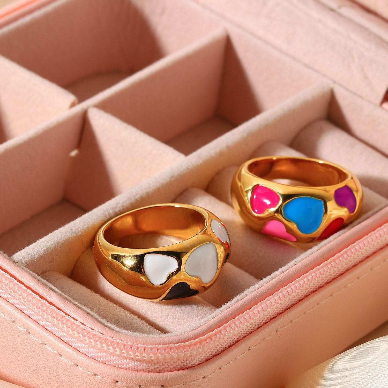 Colorful Heart Ring, Ladies Fashion Rings, Stainless Steel Jewelry - available at Sparq Mart