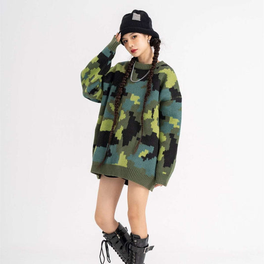 Camouflage Sweater Outfit, Cozy Acrylic Sweater, Trendy Unisex Outerwear - available at Sparq Mart