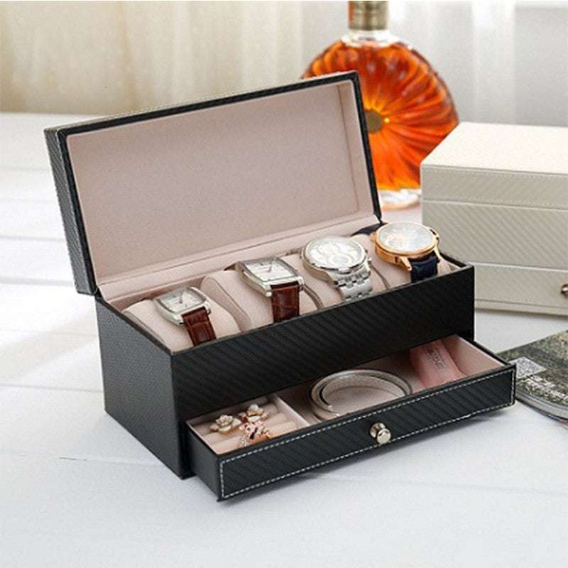 Carbon Fiber Watch Box, Double Jewelry Storage, Stylish Watch Case - available at Sparq Mart