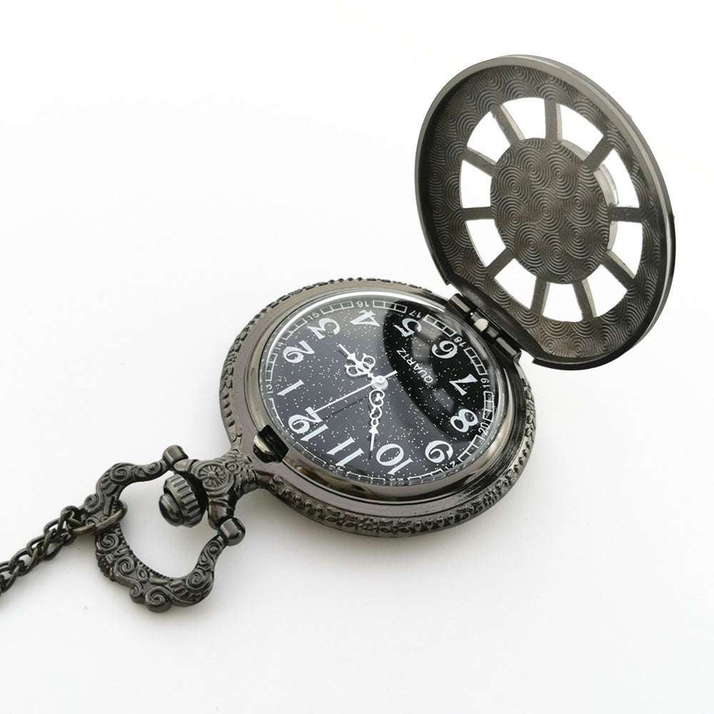 Pocket Watch Necklace, Silver Gun Color, Stylish Compass Necklace - available at Sparq Mart