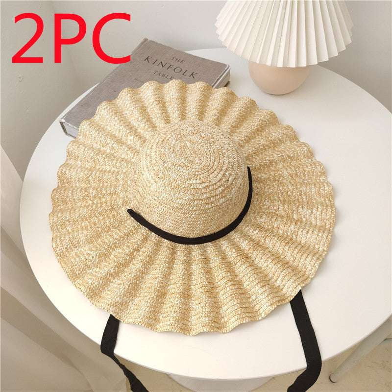 Dome Brim Hat, Stylish Beach Hat, Wavy Straw Hat - available at Sparq Mart