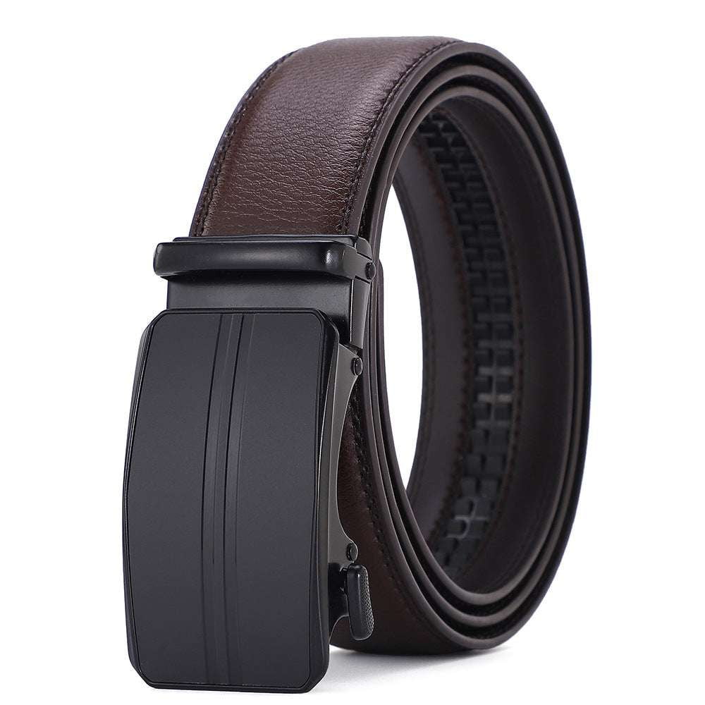 Auto-Buckle Jeans Belt, Durable Alloy Buckle Belt, Men's Leather Belt - available at Sparq Mart