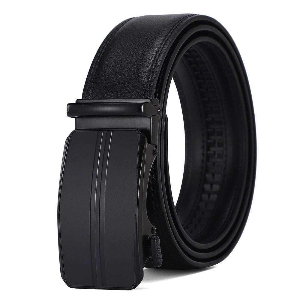 Auto-Buckle Jeans Belt, Durable Alloy Buckle Belt, Men's Leather Belt - available at Sparq Mart