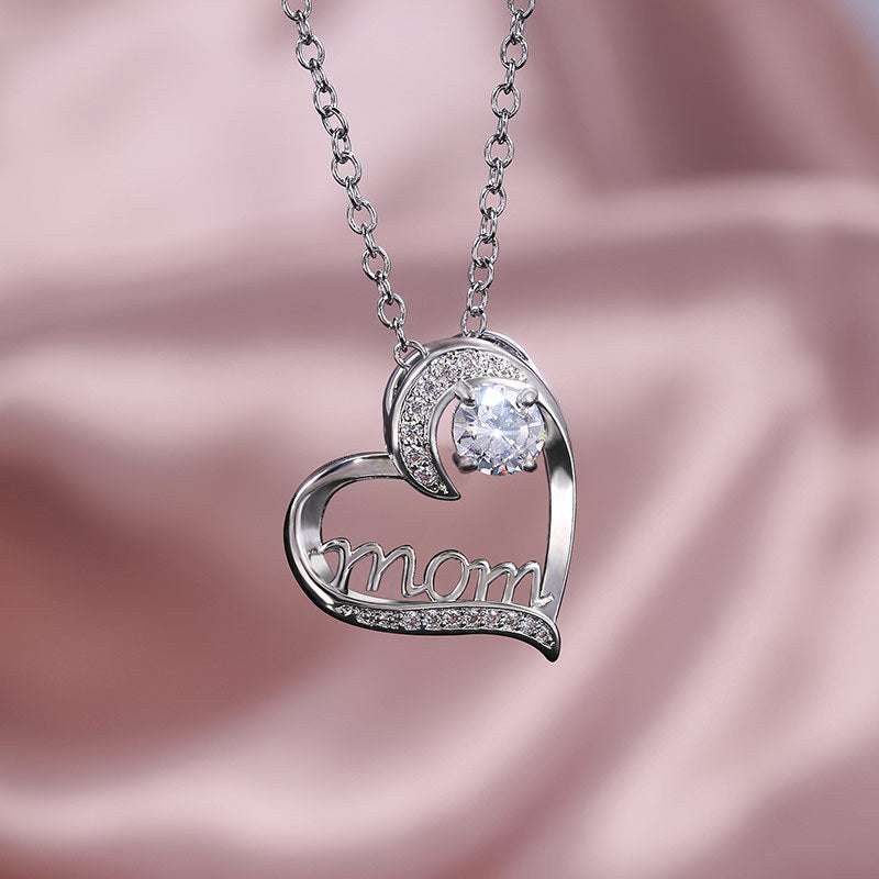 Heart Necklace, Stylish MOM Necklace, Zircon Necklace - available at Sparq Mart