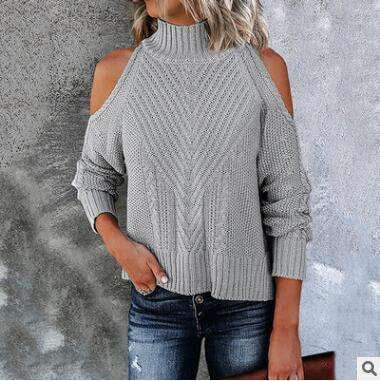 Cozy Knit Pullover, Off Shoulder Sweater, Women's Knitwear Fashion - available at Sparq Mart