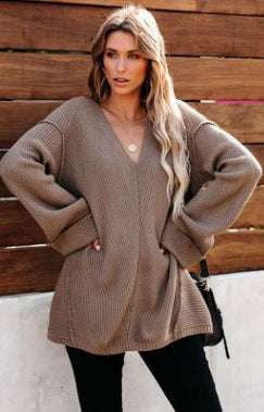 Chic Hedging Sweater, Fashionable V-neck Sweater, Trendy Knit Sweater - available at Sparq Mart