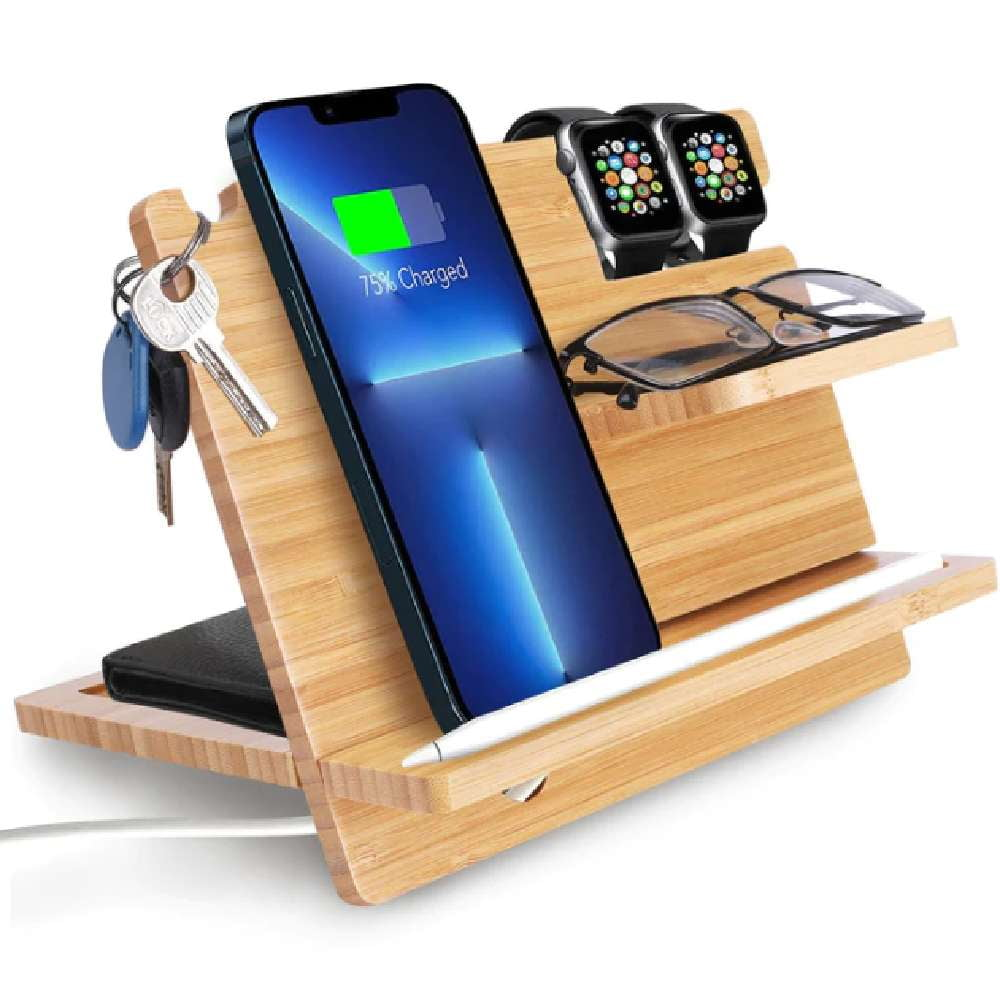 Desk Accessory Organizer, Eco-friendly Phone Holder, Wooden Phone Stand - available at Sparq Mart