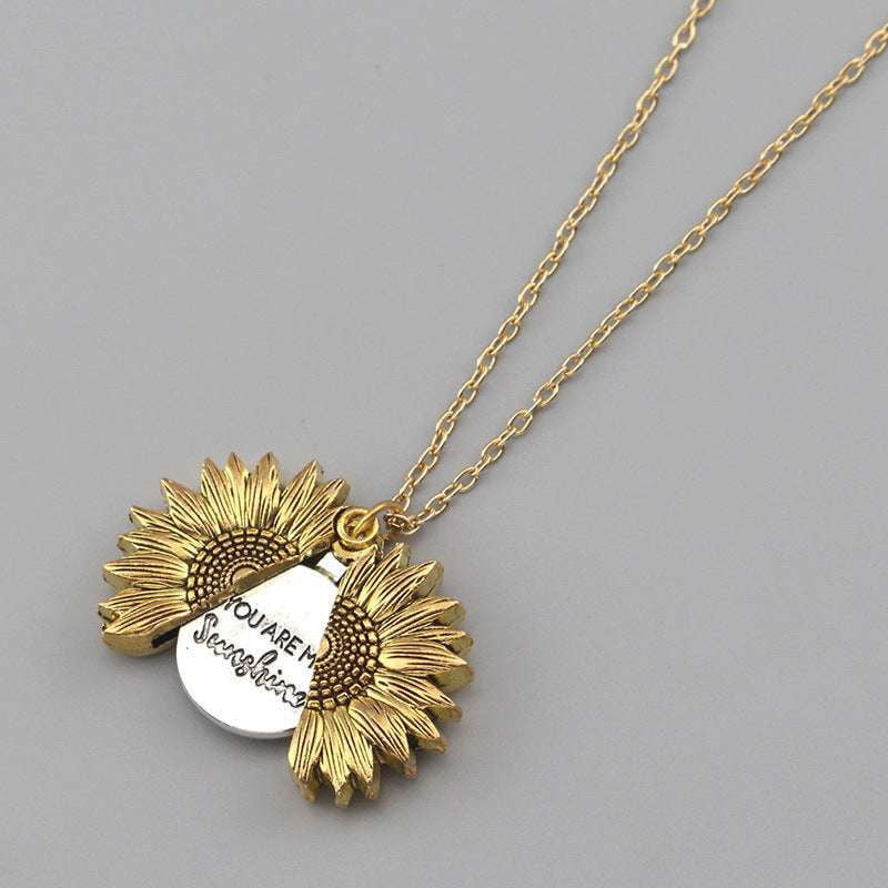 Gold Sunflower Pendant, Rose Gold Necklace, Sunflower Charm Necklace - available at Sparq Mart