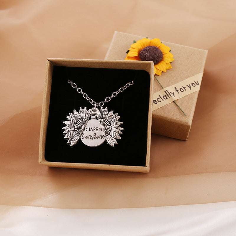 Gold Sunflower Pendant, Rose Gold Necklace, Sunflower Charm Necklace - available at Sparq Mart