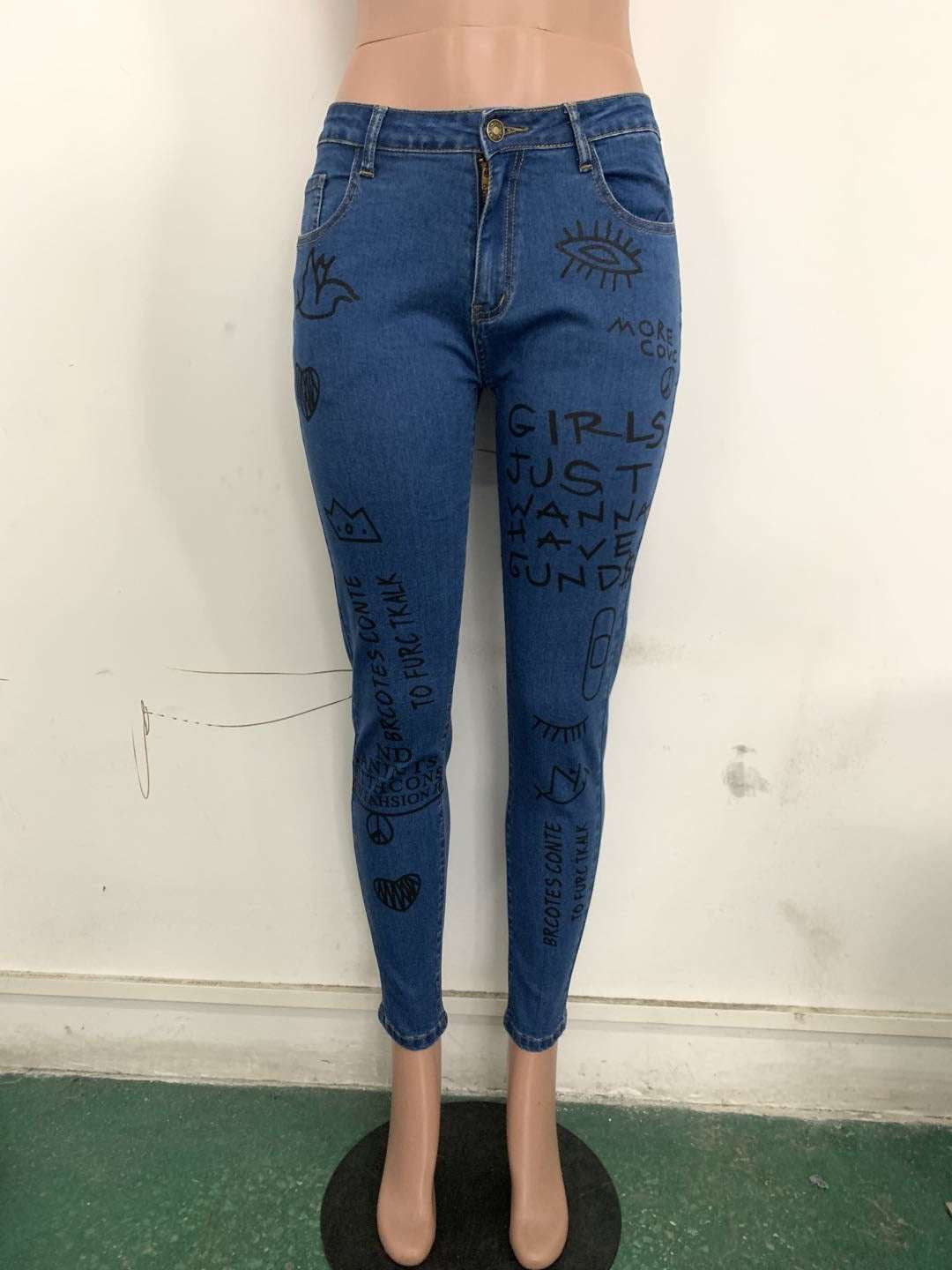 Blue Denim Fashion, Designer Jeans Sale, Printed Jeans Trend - available at Sparq Mart