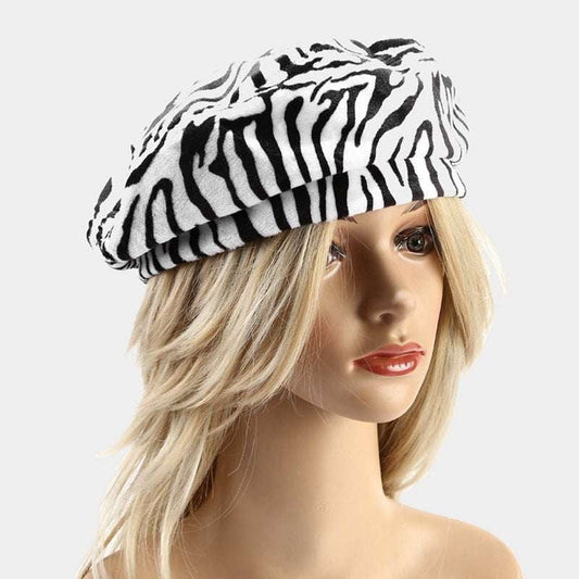 Cow Pattern Beret, Trendy Painter Hat, Warm Street Beret - available at Sparq Mart