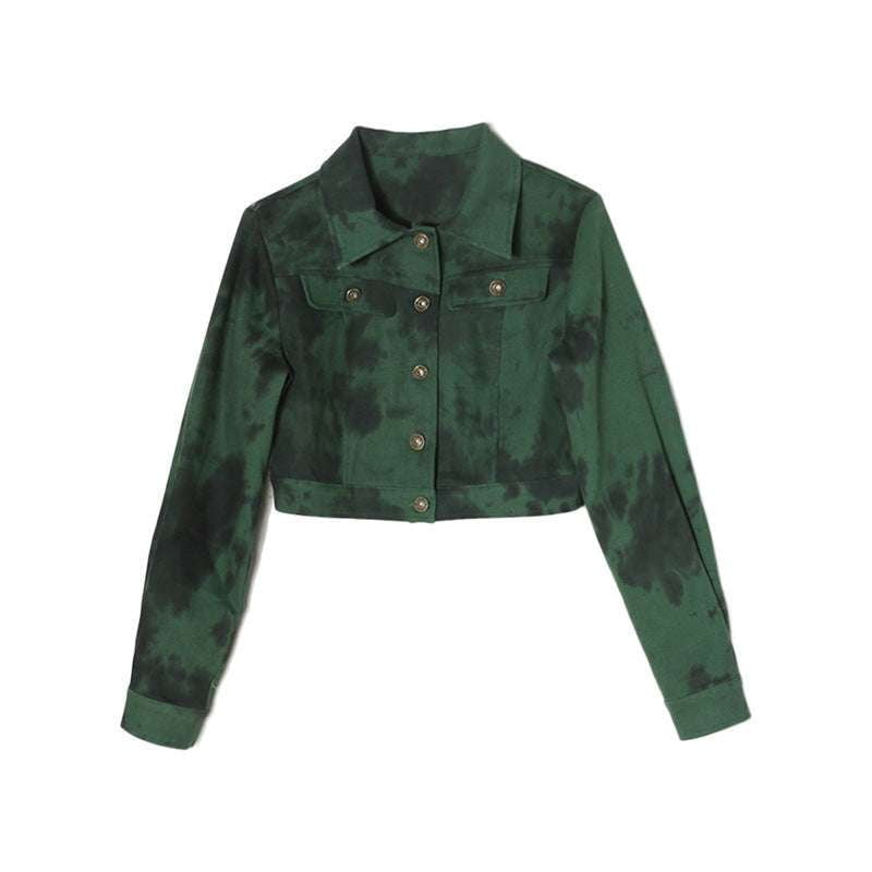 green tie-dye, short frock coat, trendy jacket fashion - available at Sparq Mart