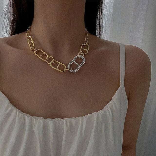 Clavicle Chain Necklace, Metallic Wind Necklace, Punk Chain Necklace - available at Sparq Mart