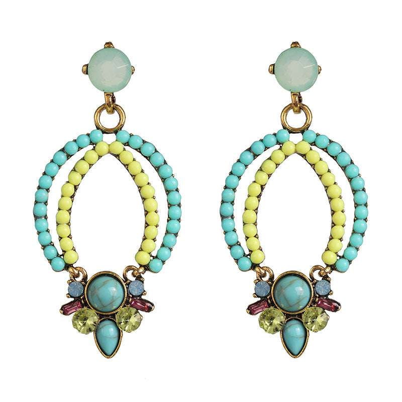 designer alloy earrings, geometric bead earrings, stylish beadwork jewelry - available at Sparq Mart