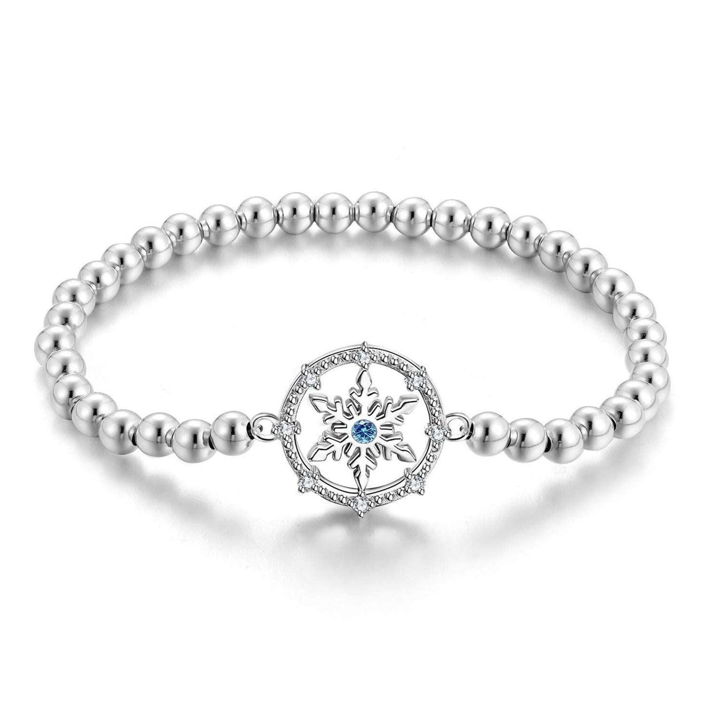 Snow Flower Bracelet, Sterling Silver Beads, Versatile Christmas Gift - available at Sparq Mart