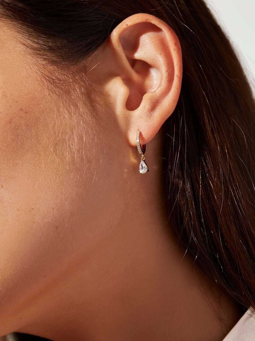 Luxury Stud Earrings, Teardrop Earrings Gold, Zircon Gold Earrings - available at Sparq Mart