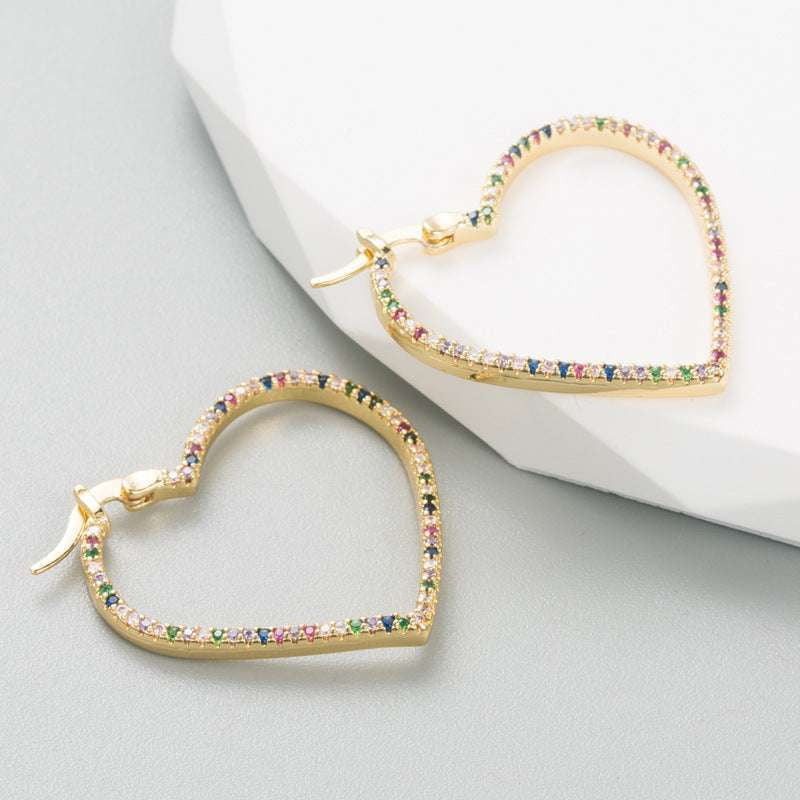 Colorful Diamond Earrings, Creative Earrings, Heart Shaped Earrings - available at Sparq Mart