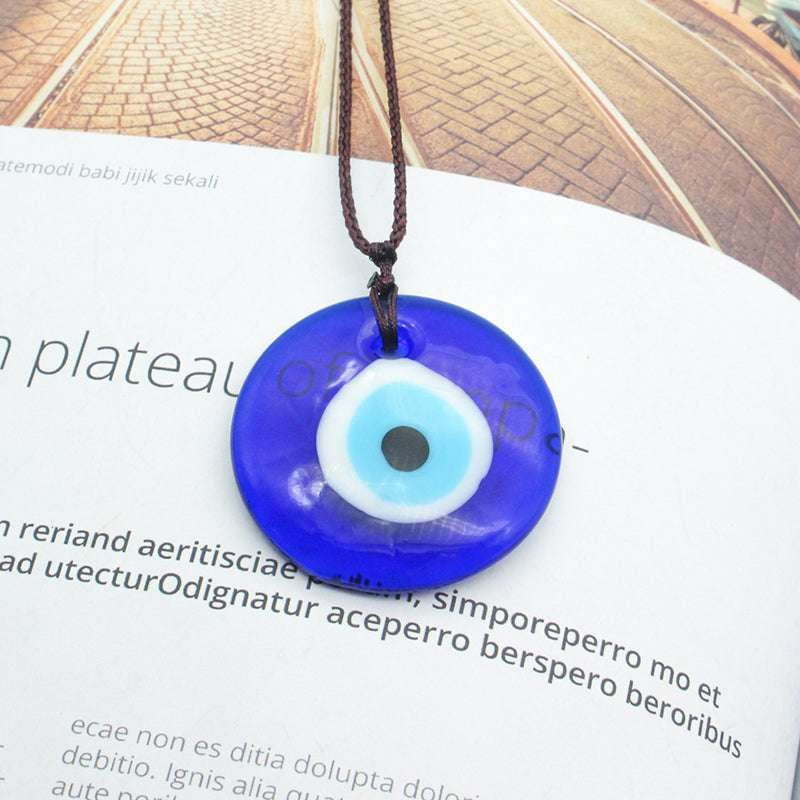 Blue Pendant Necklace, Eye Glass Charm, Glass Pendant Jewelry - available at Sparq Mart