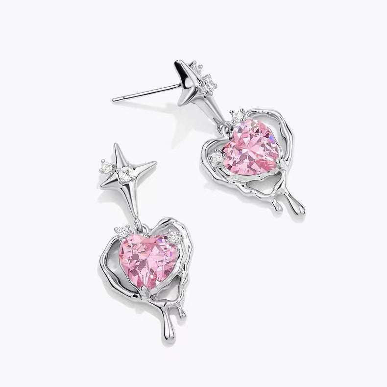 Butterfly Jewelry Gift, Diamond Flower Earrings, Heart Stud Earrings - available at Sparq Mart