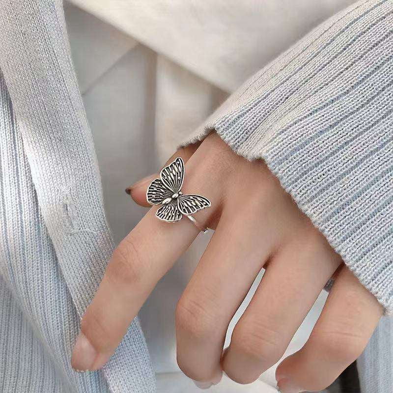 Butterfly Silver Ring, Retro Fashion Ring, Unique Accessory Gift - available at Sparq Mart