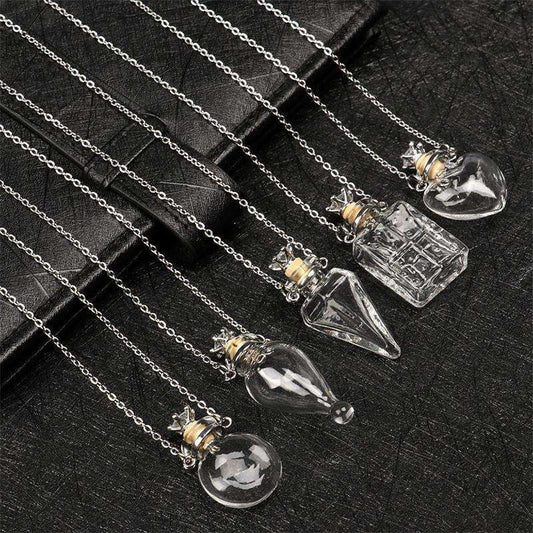 Glass Bottle Necklace, Transparent Necklace, Water Drop Necklace - available at Sparq Mart