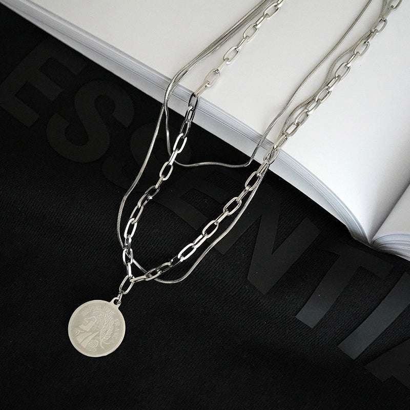 niche design necklace, stylish clavicle chain, Trendy coin necklace - available at Sparq Mart