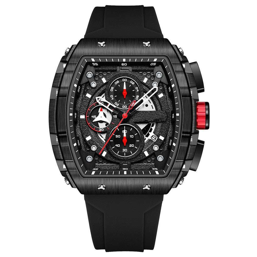 Men's Quartz Timepiece, Silicone Strap Watch, Sporty Barrel Watch - available at Sparq Mart