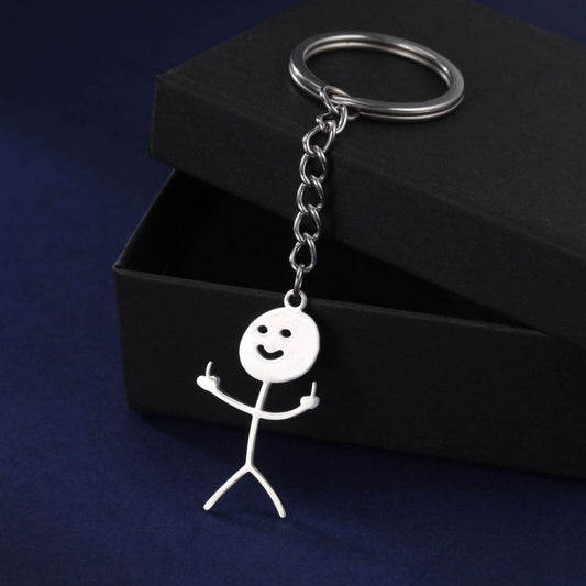 Smiling Face Keychain, Stainless Steel Pendant, Unique Keychain - available at Sparq Mart