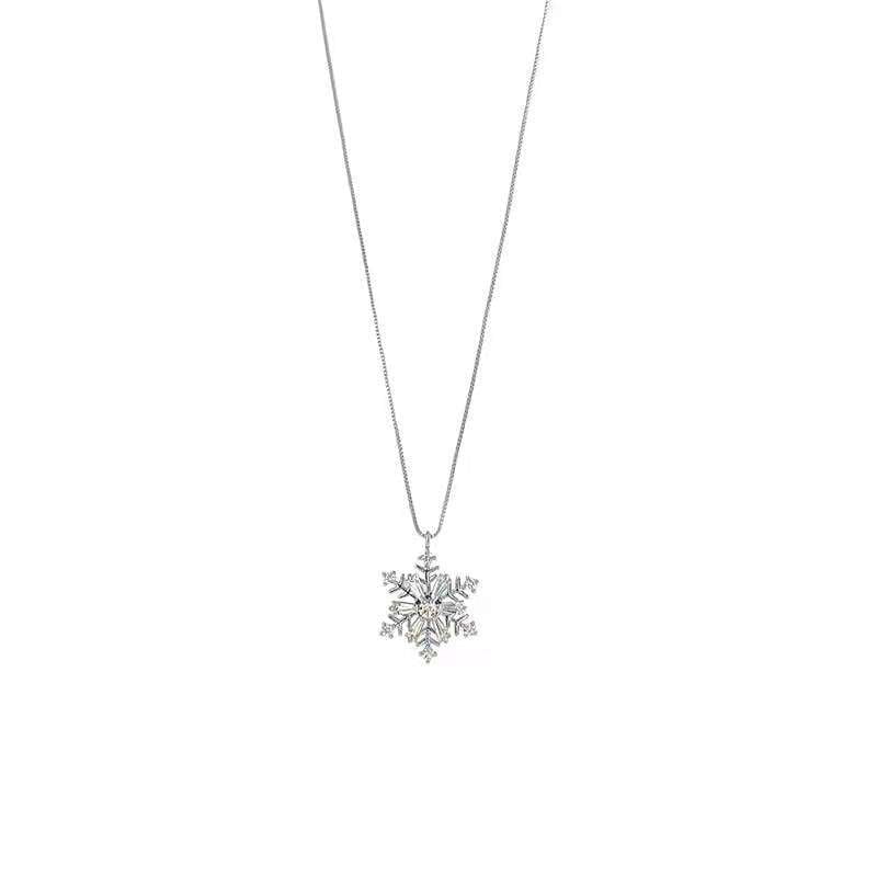 elegant silver necklace, rotating snowflake pendant, snowflake diamond necklace - available at Sparq Mart