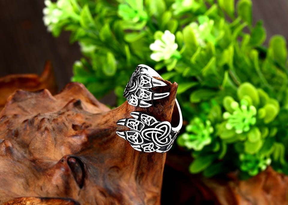 Bear Steel Ring, Nordic Jewelry Fashion, Viking Claw Ring - available at Sparq Mart