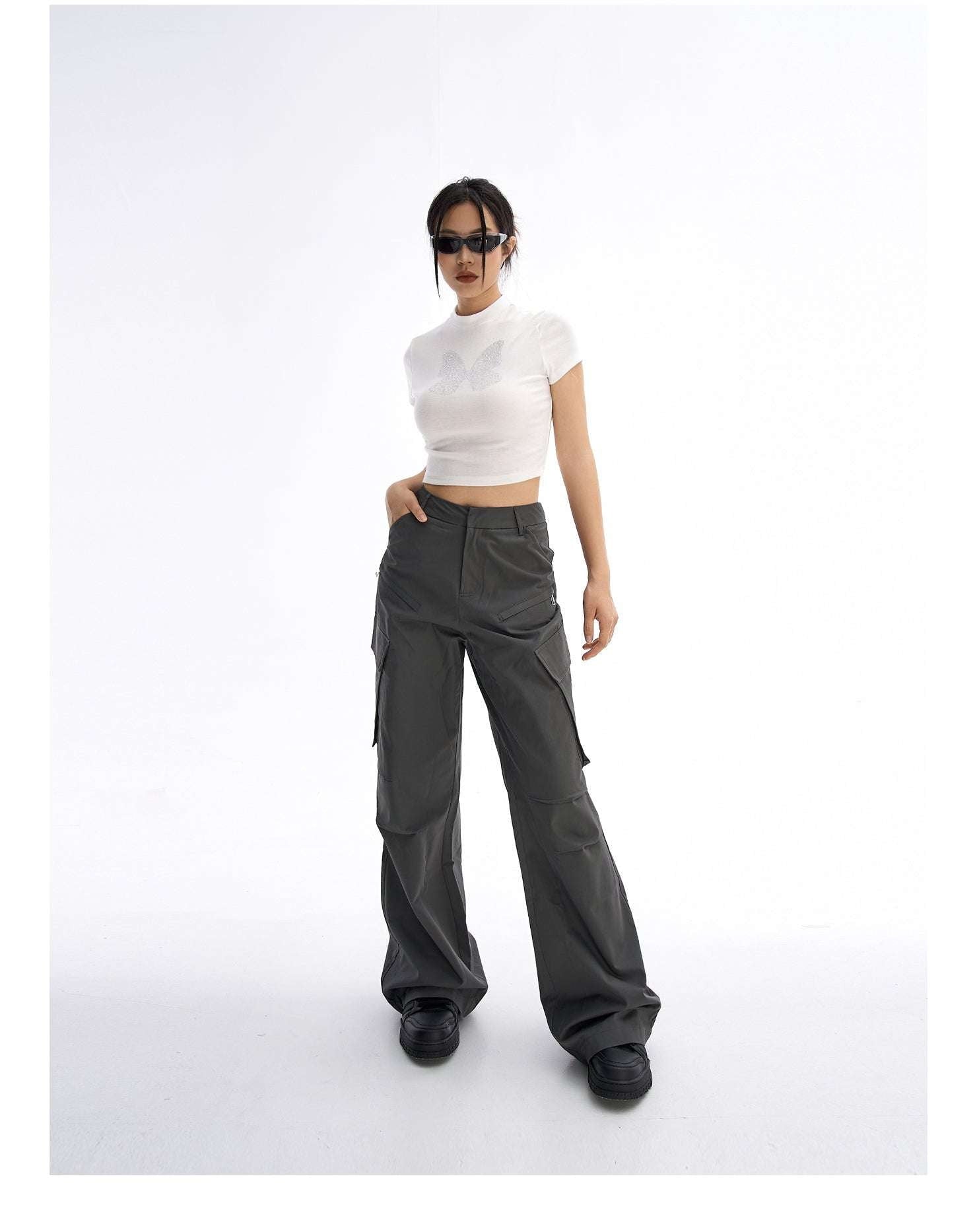 Multi-Pocket Design Pants, Retro Loose Trousers, Women's Cargo Pants - available at Sparq Mart